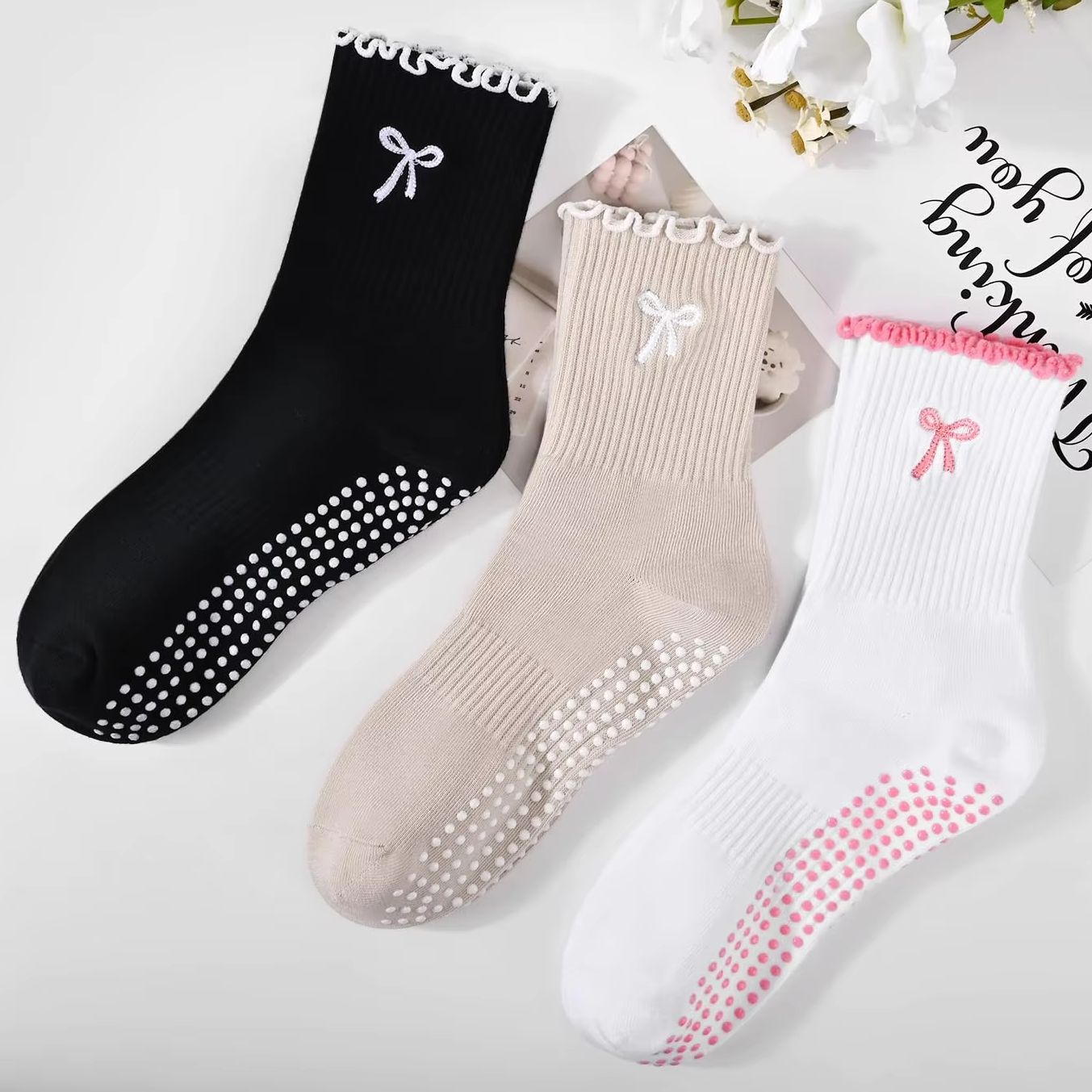 Medias Para Pilates Y Yoga - 3 Pairs of Anti-Slip Grip Pilates