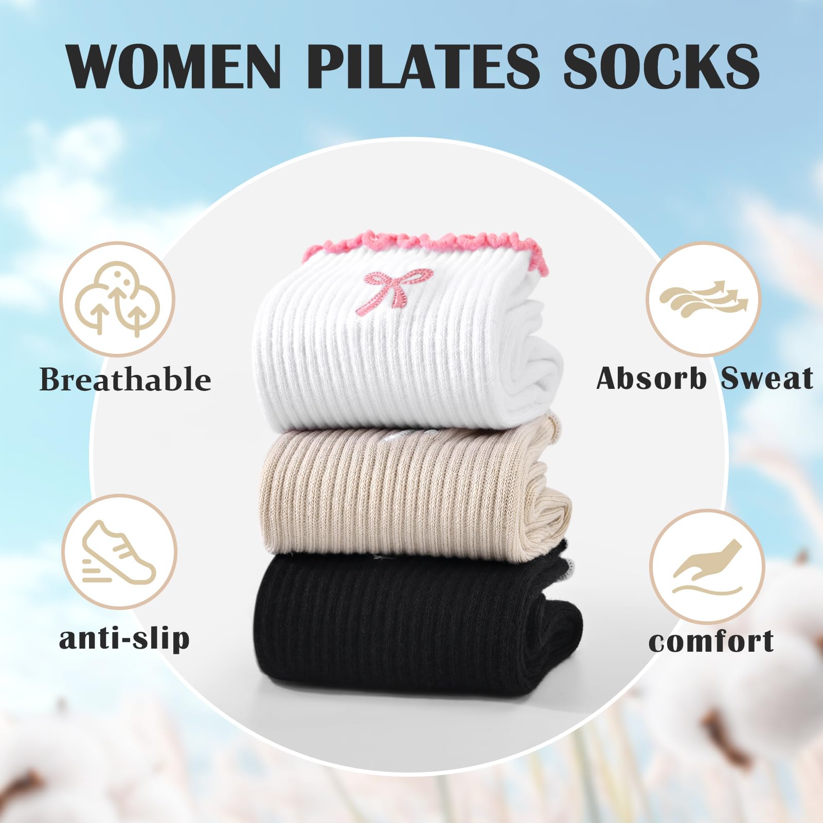 3 Pairs of Anti-Slip Grip Pila - đánh giá và giá Medias Para Pilates Y Yoga