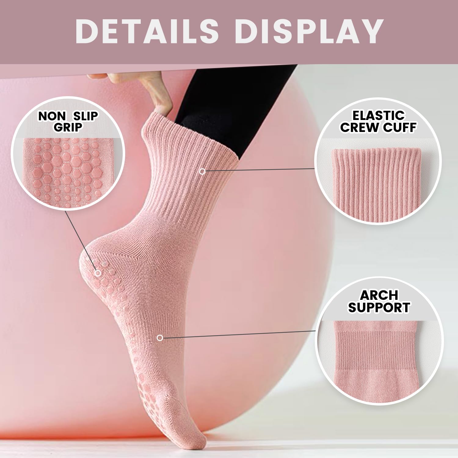 4-6 pairs of women's yoga sock - đánh giá và giá Medias Para Pilates Y Yoga