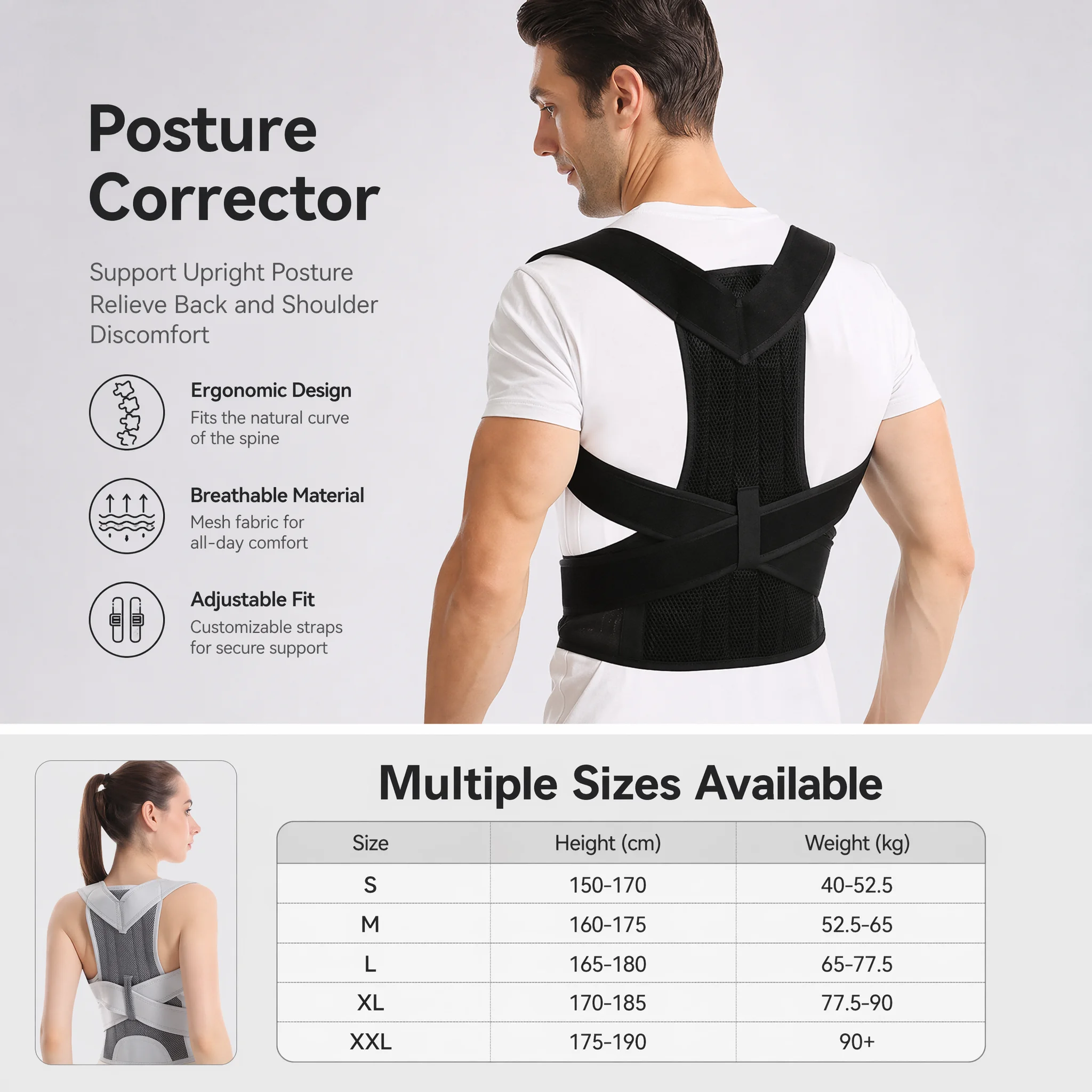 Adjustable Posture Corrector B - đánh giá và giá Posture Pole Corrector